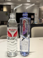100 disposable, extra-long 30cm flexible plastic straws for independent paper packaging of mineral water thumbnail 7