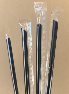 一次性加硬耐热黑色咖啡塑料小吸管手打柠檬茶外卖打包防水膜