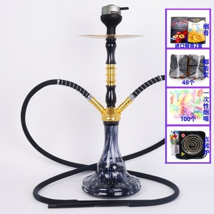 新款阿拉伯水烟全套酒吧水烟壶烟膏碳单双管水烟斗shisha hookah