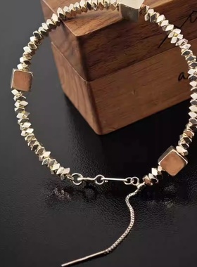 滴油素圈彩色双层叠戴手链碎银