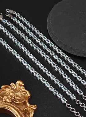 高级海蓝宝手链镀白气质金镶嵌蓝色宝石高级流行饰品女手链