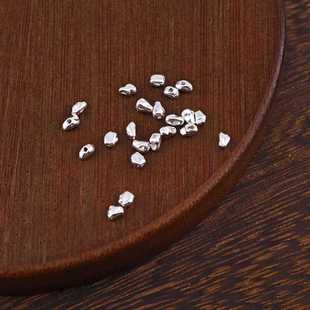 S925纯银不规则小碎银子隔片精工长方块素银diy手工串珠配件