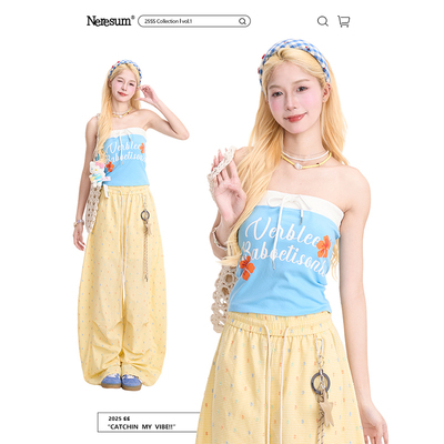 NERESUM花卉字母印花抹胸背心