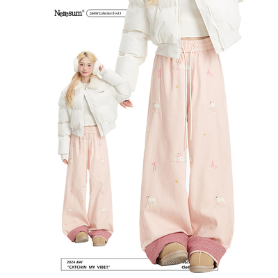 NERESUM小羊刺绣卫裤休闲裤