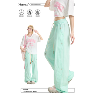 子宽松跳舞直筒休闲长裤 NERESUM多巴胺工装 拼接排扣裤 女美式 裤
