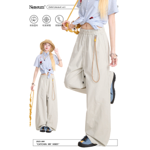 户外百搭休闲直筒裤 NERESUM美式 女潮牌垂感宽松运动裤 裤 子 工装