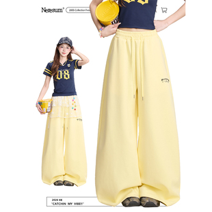 慵懒垂感宽松休闲裤 字母印花弯刀阔腿裤 女美式 NERESUM潮牌卫裤