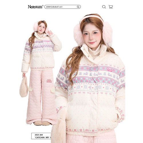 NERESUM甜美费尔岛立领棉服