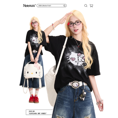 NERESUM凯蒂猫印花宽松短袖