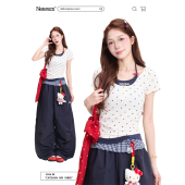 上衣 复古纯欲风显瘦短款 NERESUM波点满印假两件吊带短袖 T恤女夏季