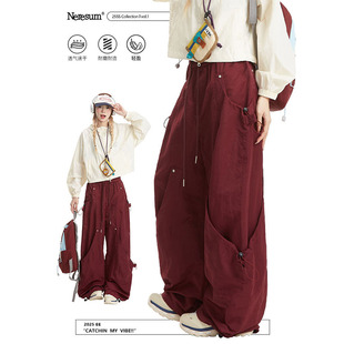 直筒显瘦运动裤 NERESUM潮牌街舞拼接伞兵裤 美式 裤 女嘻哈跳舞工装