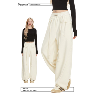 子hiphop休闲直筒运动裤 裤 粗抽绳美式 NERESUM奶杏弯刀卫裤