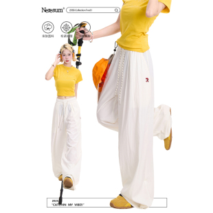 百搭阔腿垂感休闲裤 NERESUM工装 潮牌轻薄直筒伞兵裤 女美式 子 裤