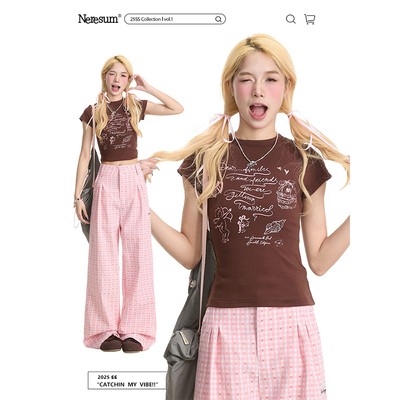 NERESUM创意甜辣修身短袖T恤