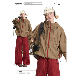 NERESUM潮牌美式 春夏防风运动外套 户外轻薄透气冲锋衣女2025新款