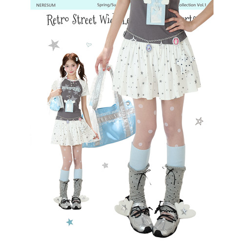 NERESUM轻亚风星星满印百褶裙
