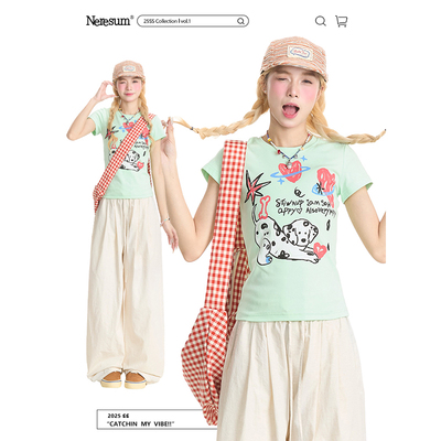 NERESUM多巴胺潮牌减龄短款短袖