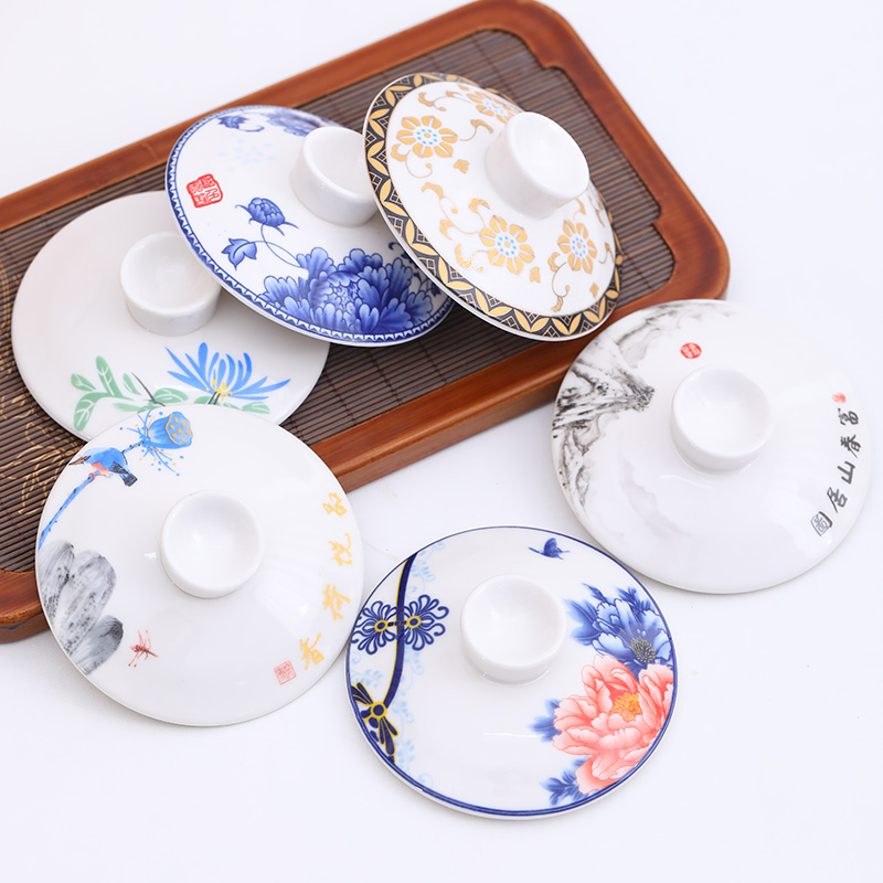 青花瓷过滤杯盖办公会议圆形防尘