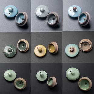 1个装单卖可选汝窑哥窑开片亮光白粗陶黑茶壶盖子茶具配件1个价格