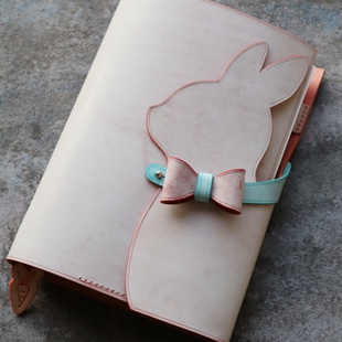懂皮原创A567手工定制可爱兔子tn少女奇葩活页手账M5真皮笔记本