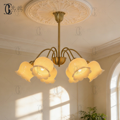 法式复古奶油风全铜吊灯