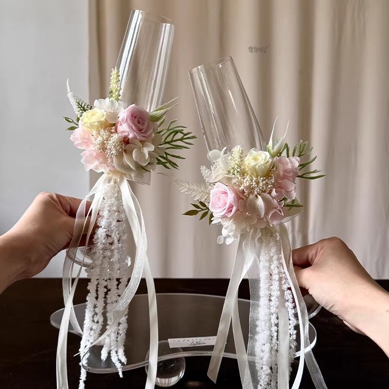 创意敬酒杯diy仿真花永生花敬酒杯结婚一对杯子材料订婚新婚礼物,节庆用品/礼品,创意礼盒/礼品套组,淘宝优惠券,粉丝福利购,淘宝优惠卷