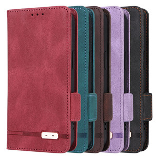 A057M A057F 商务纯色防摔多卡插卡钱包支架电话手机壳电话全包皮套男女 适用于三星A05S