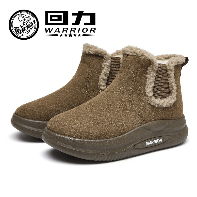 回力冬季加绒加厚保暖鞋雪地靴女2024新款一脚蹬棉鞋冬鞋厚底女鞋