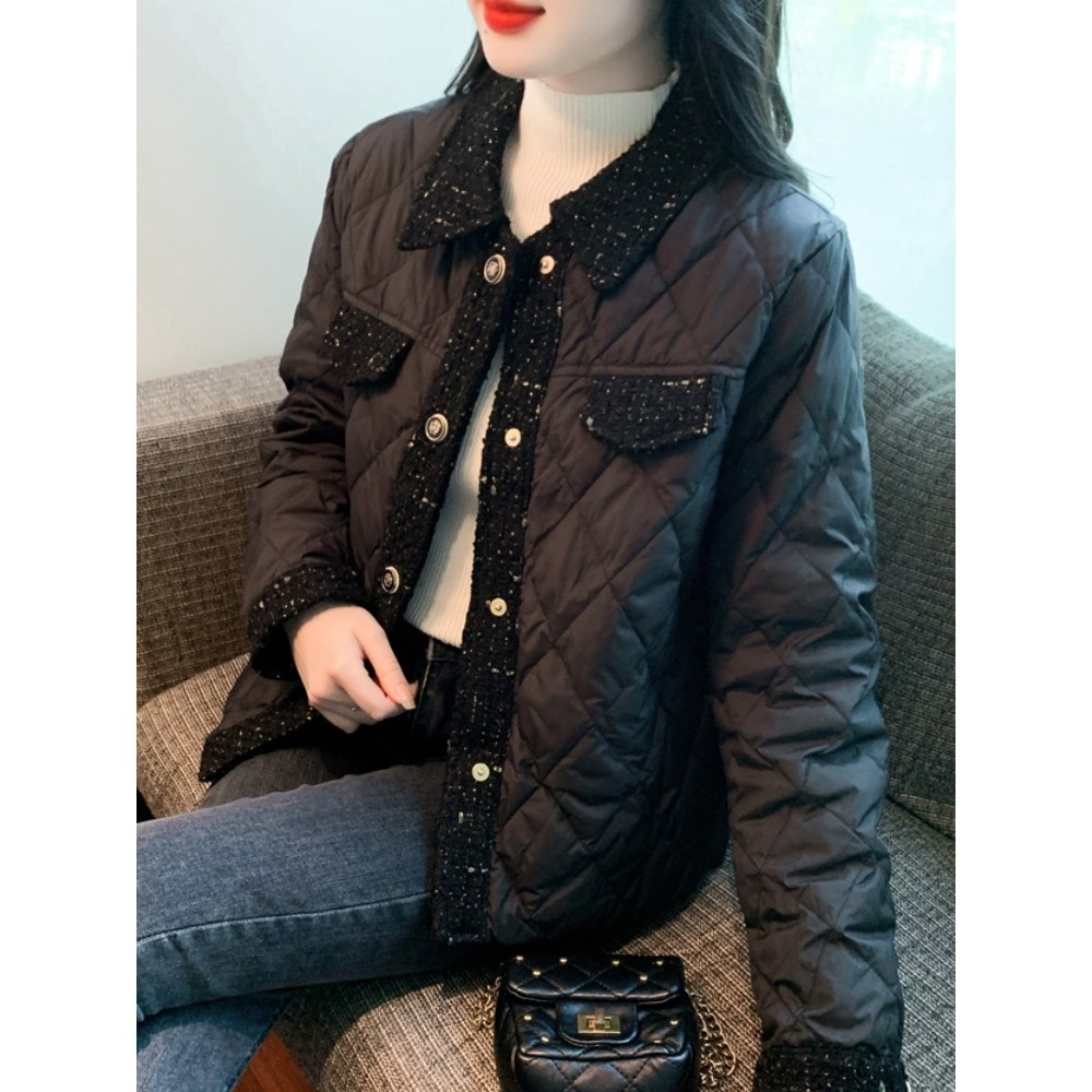 反季小香风轻薄棉服女短款2024年新款小个子冬季薄款棉衣翻领外套,女装/女士精品,棉衣/棉服,淘宝优惠券,粉丝福利购,淘宝优惠卷