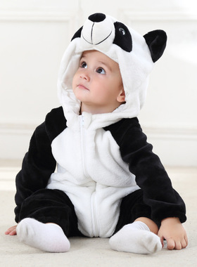 MICHLEY婴儿春秋衣服婴幼童连体衣法兰绒动物造型爬服连体衣