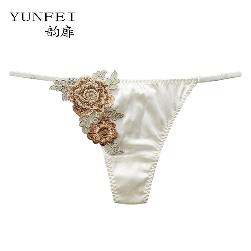韵扉桑蚕丝低腰丁字裤新品贴花