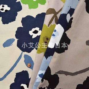日本进口纯棉灯芯绒欧风大朵花连衣裙衬衫手工拼布艺手作服装布料
