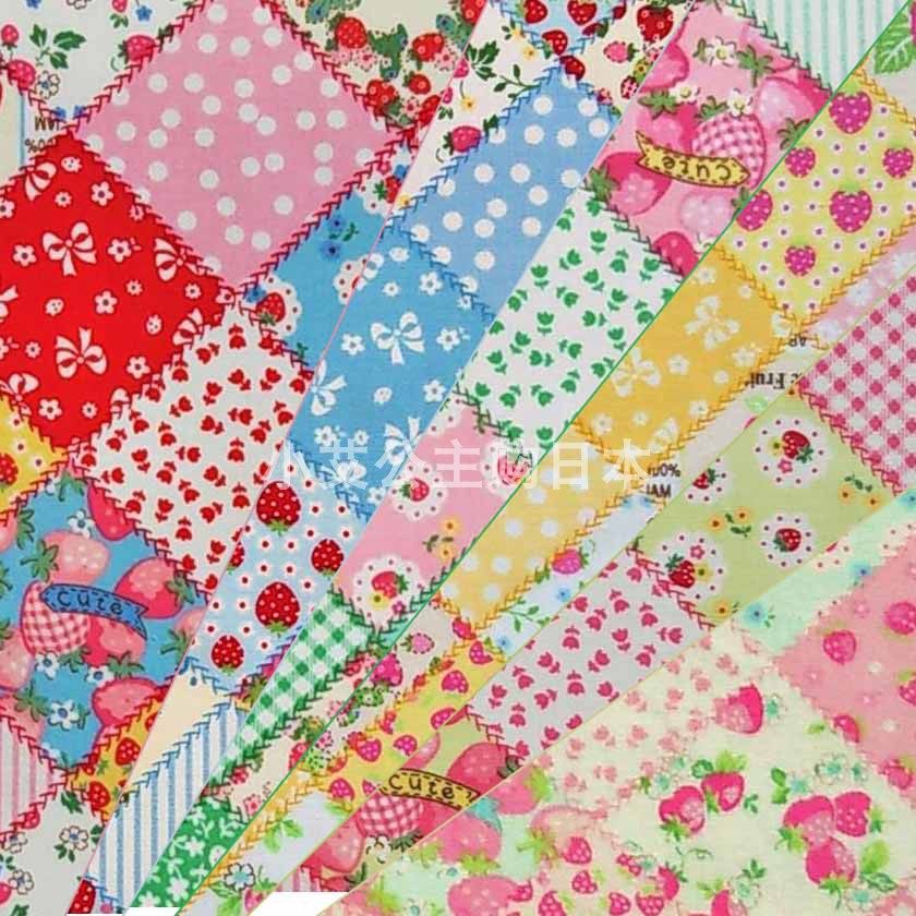 日本进口松山敦子纯棉草莓格子补丁布料服装衬衫手工拼布服装面料