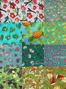 特价 美国进口植物花卉惠安女头巾圣诞布服装手工拼布艺服装面料