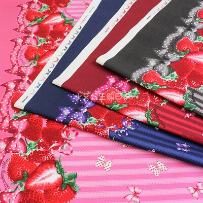 日本进口草莓条纹双向洛丽塔定位Classical Modern大塚屋面料现货