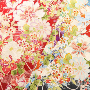 50cm日本进口纯棉和风花蝶风月牡丹菊105cm幅宽手工拼布艺面料