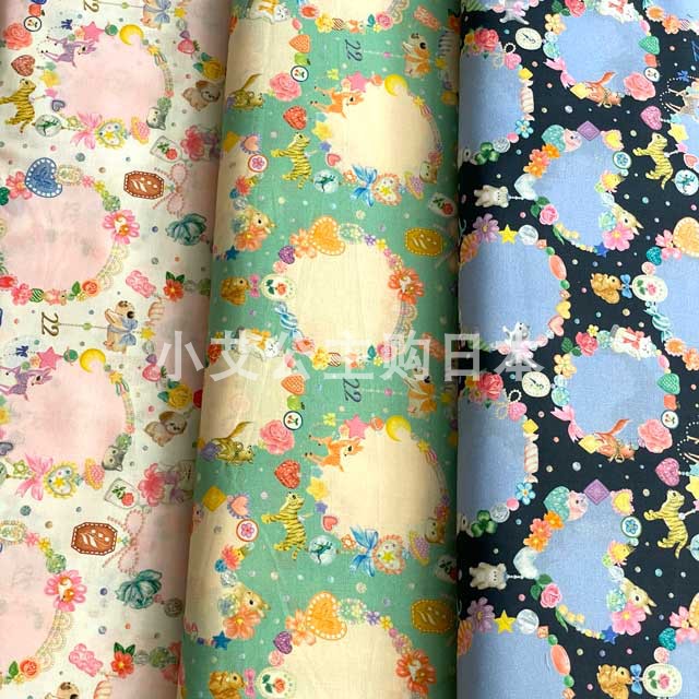 25cm日本进口纯棉60支yukiemon松浦花环连衣裙衬衫拼娃衣服装布料