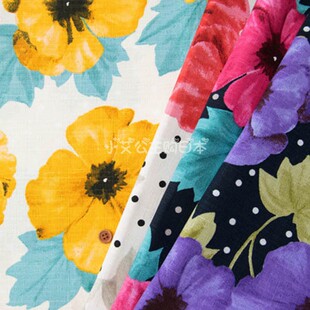 日本进口波点北欧花样纯棉印花布料服装连衣裙包包DIY面料预定