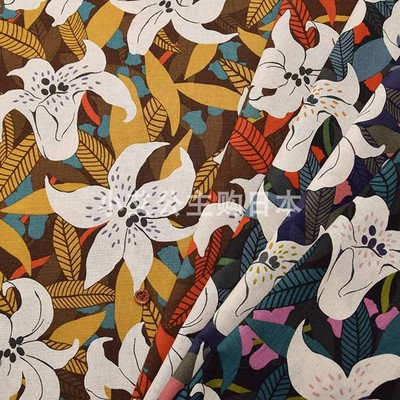 日本进口棉麻白色花蕊连衣裙衬衫手工拼布艺娃衣书衣手作服装面料