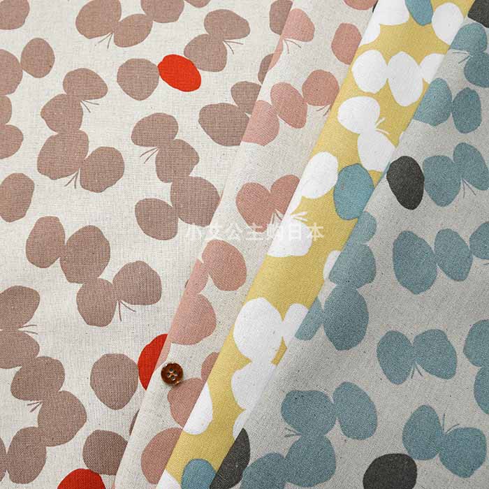 日本进口棉麻混纺蝴蝶服装衬衫手工diy拼布艺娃衣书衣抱枕垫面料