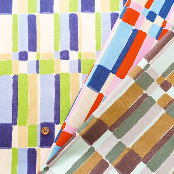 50cm日本进口纯棉印花40支马赛克拼接条纹连衣裙拼布艺服装面料