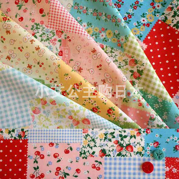日本进口纯棉松山敦子草莓樱桃拼凑补丁手作服装手工布艺娃衣面料