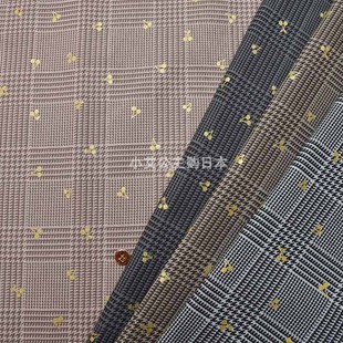衬衫 日本进口纯棉烫金格子樱桃服装 连衣裙衣服手工拼布艺DIY面料