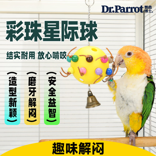 鹦鹉啃咬鸟玩具和尚娱乐解闷自嗨