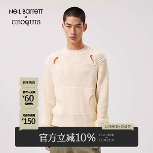 速写男装 Barrett联名 春秋新款 破洞长袖 休闲套头上衣 毛衫 Neil