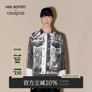 秋冬新款 速写男装 Barrett联名 休闲宽松牛仔夹克印花潮 Neil