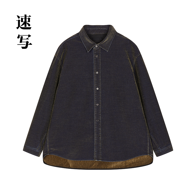 速写男装2025冬衬衫领长袖衬衫