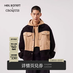 速写春秋休闲宽松撞色拼接短款 Barrett联名 牛仔夹克潮 Neil