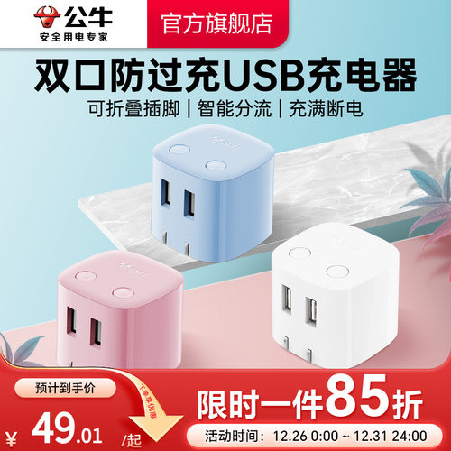 3C认证】12W适用苹果双口充电器