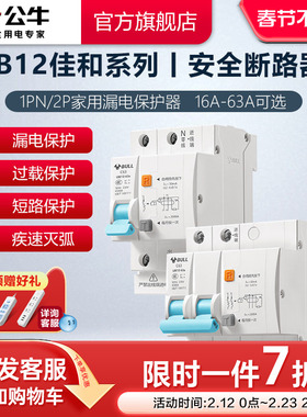 公牛旗舰漏电保护器2P小型断路器家用空开电闸开关25A升级款LB12